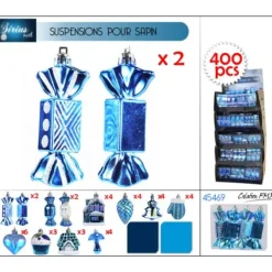 Badaboum Suspension Pour Sapin De Noel Sirius Bleu X 4 Pi Ces