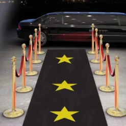 New Tapis D'Eglise Noir Etoiles Or 5 M Tres Theme Cinema