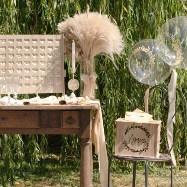 Badaboum Tirelire Ou Urne Mariage Naturel " Love " En Bois 30 Cm