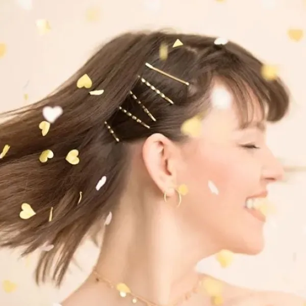 Badaboum Tube Confettis Coeurs Blanc Et Or 35Cm