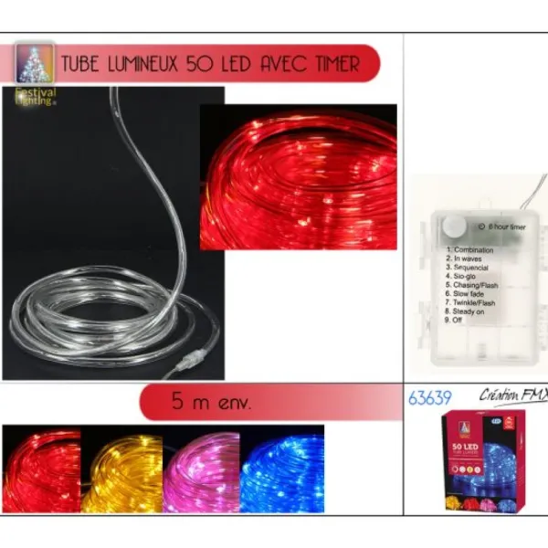Badaboum Tube Lumineux De Noel 50 Led Multicolore Outlet