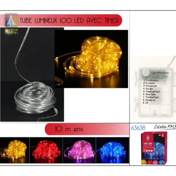 Badaboum Tube Lumineux De Noel 100Led Multicolore Best