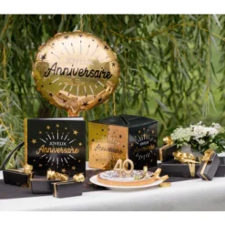 Clearance Urne Carr E Joyeux Anniversaire Etincelant Or Noir 20Cm Theme Joyeux Anniversaire