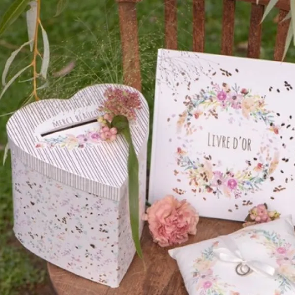 Badaboum Urne Coeur Mariage Fleuri