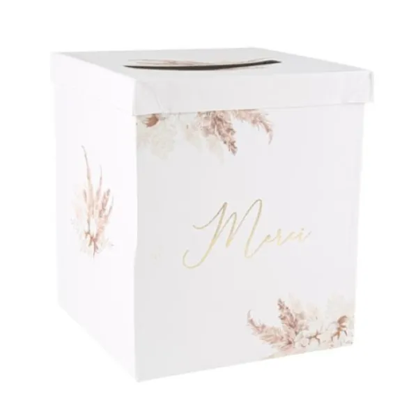 Badaboum Urne Merci Theme Pampas Fleurs De Coton